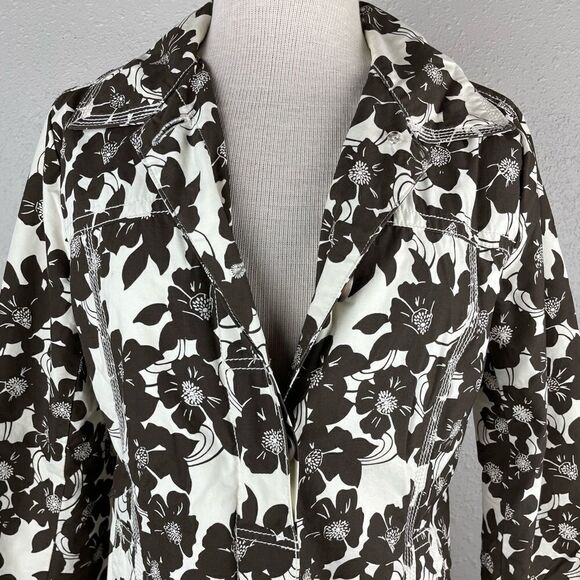 Eddie Bauer Brown and White Floral Rain Jacket Size S EUC - Picture 2 of 8